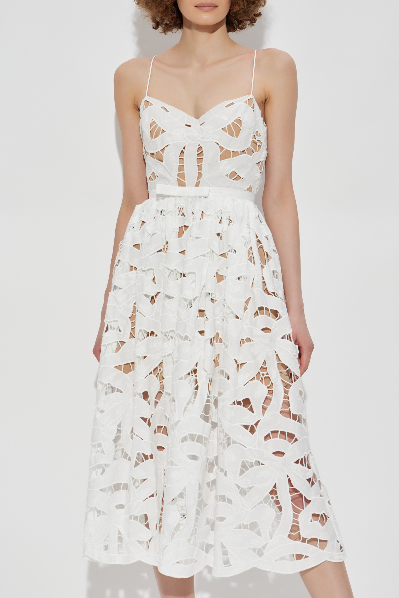 ワンピース SELF-PORTRAIT Woman Dress White SS25CK009SW WHITE White Knit Ruffle Mini Dress – self-portrait-US
